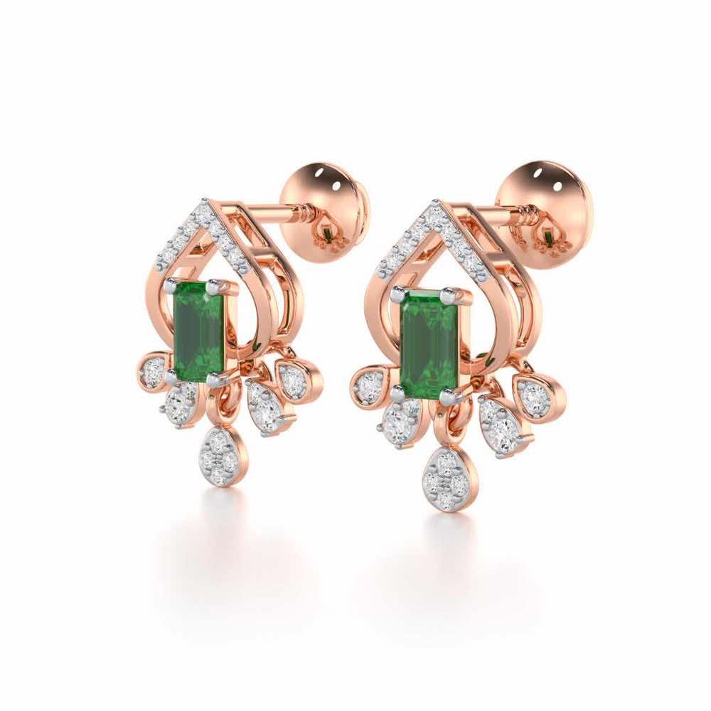Forest Hint Silver Earrings - Rose Gold - Image 3