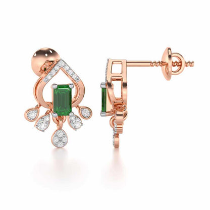 Forest Hint Silver Earrings - Rose Gold - Image 4
