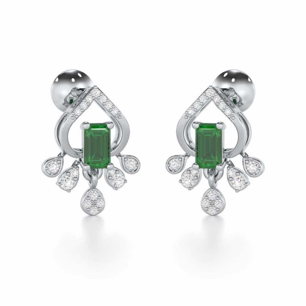 Forest Hint Silver Earrings - White Gold - Image 1