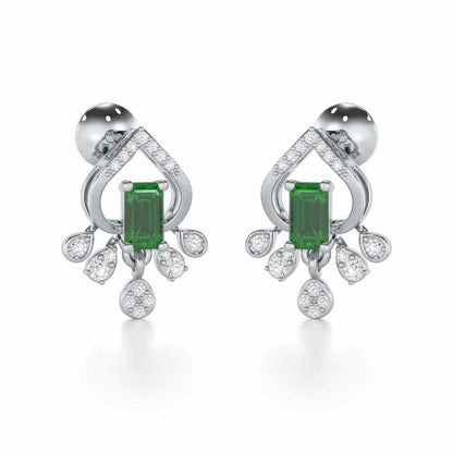 Forest Hint Silver Earrings - White Gold - Image 1