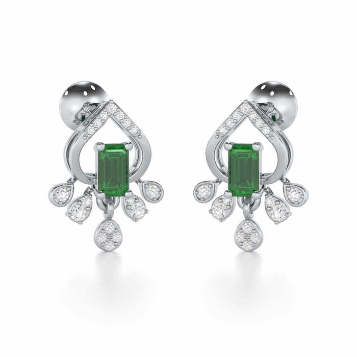 Forest Hint Silver Earrings - White Gold - Image 1