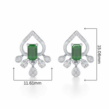 Forest Hint Silver Earrings - White Gold - Image 2