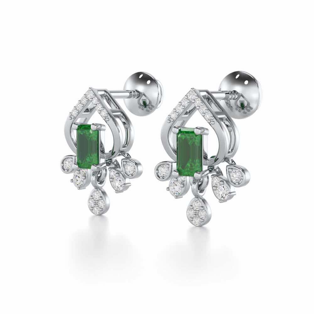 Forest Hint Silver Earrings - White Gold - Image 3