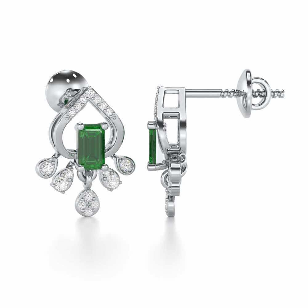 Forest Hint Silver Earrings - White Gold - Image 4
