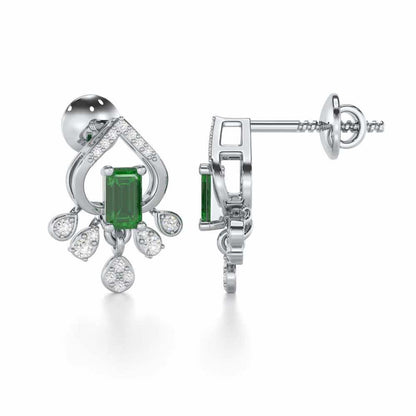 Forest Hint Silver Earrings - White Gold - Image 4
