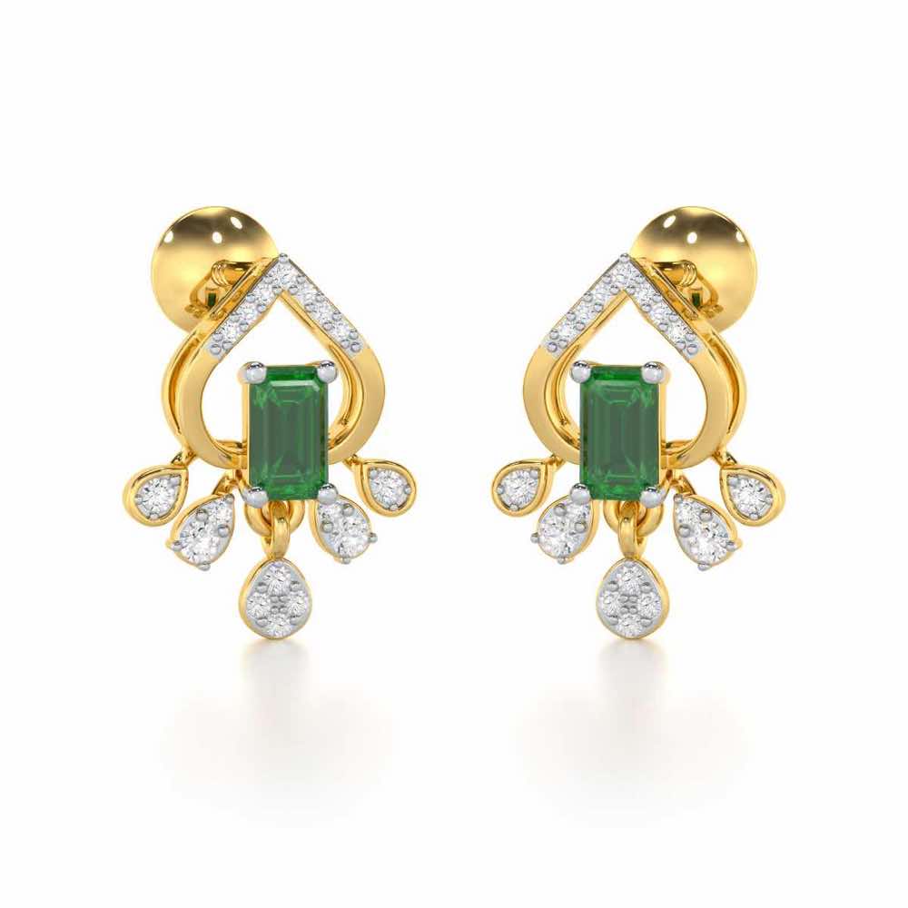 Forest Hint Silver Earrings - Yellow Gold - Image 1