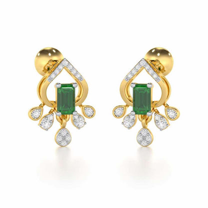 Forest Hint Silver Earrings - Yellow Gold - Image 1