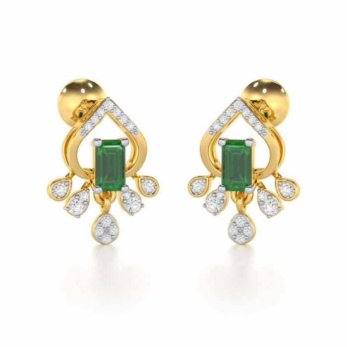 Forest Hint Silver Earrings - Yellow Gold - Image 1