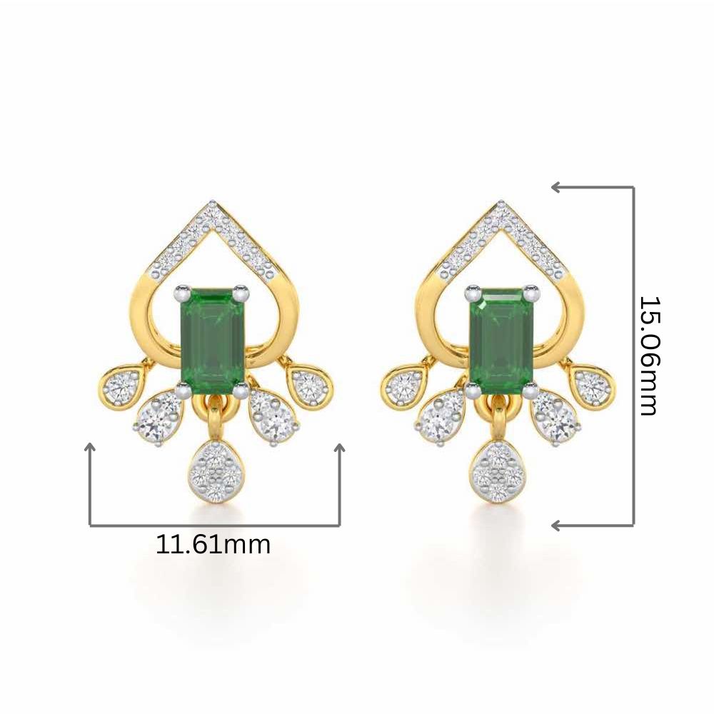 Forest Hint Silver Earrings - Yellow Gold - Image 2