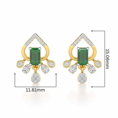 Forest Hint Silver Earrings - Yellow Gold - Image 2