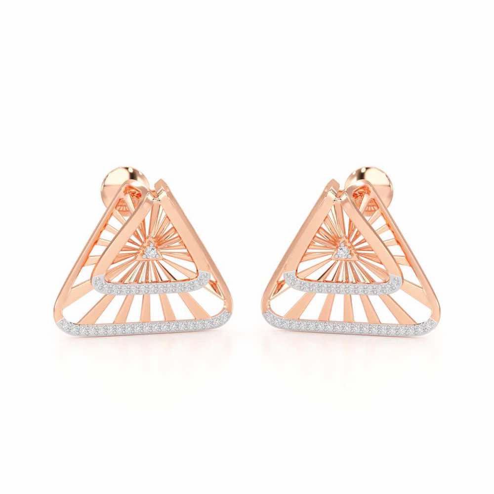 Forest Rays Silver Earrings - Rose Gold - Image 2