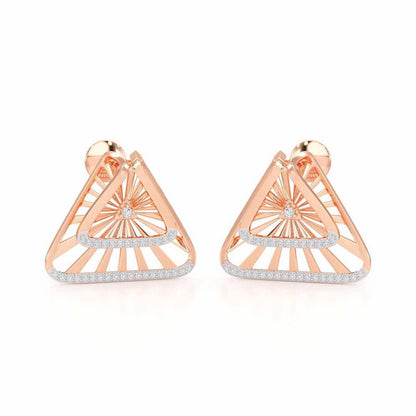 Forest Rays Silver Earrings - Rose Gold - Image 2