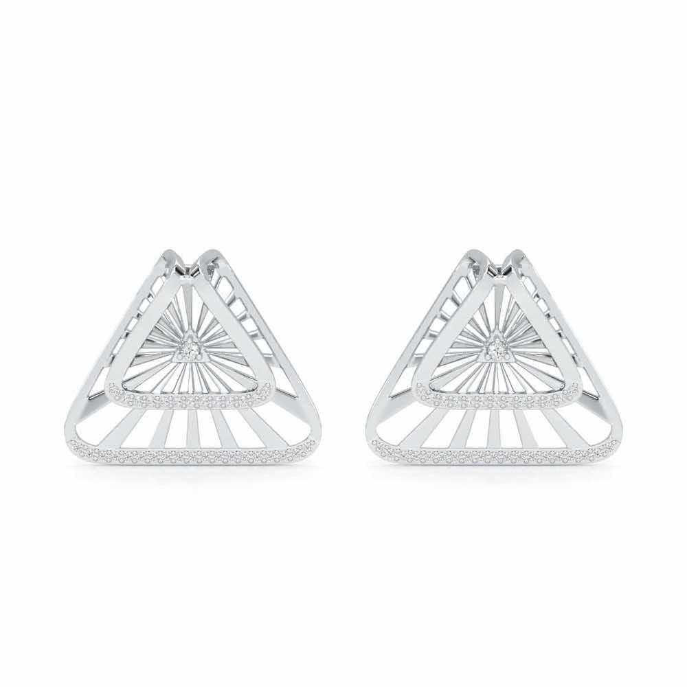 Forest Rays Silver Earrings - White Gold - Image 1