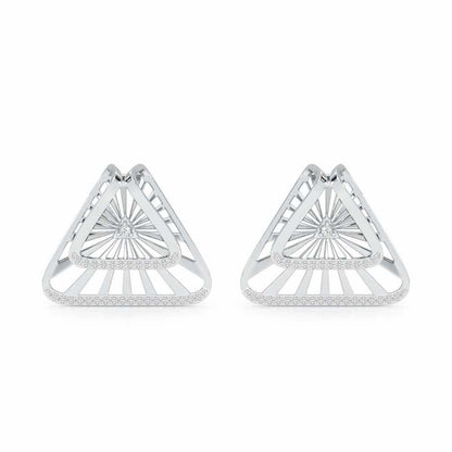 Forest Rays Silver Earrings - White Gold - Image 1