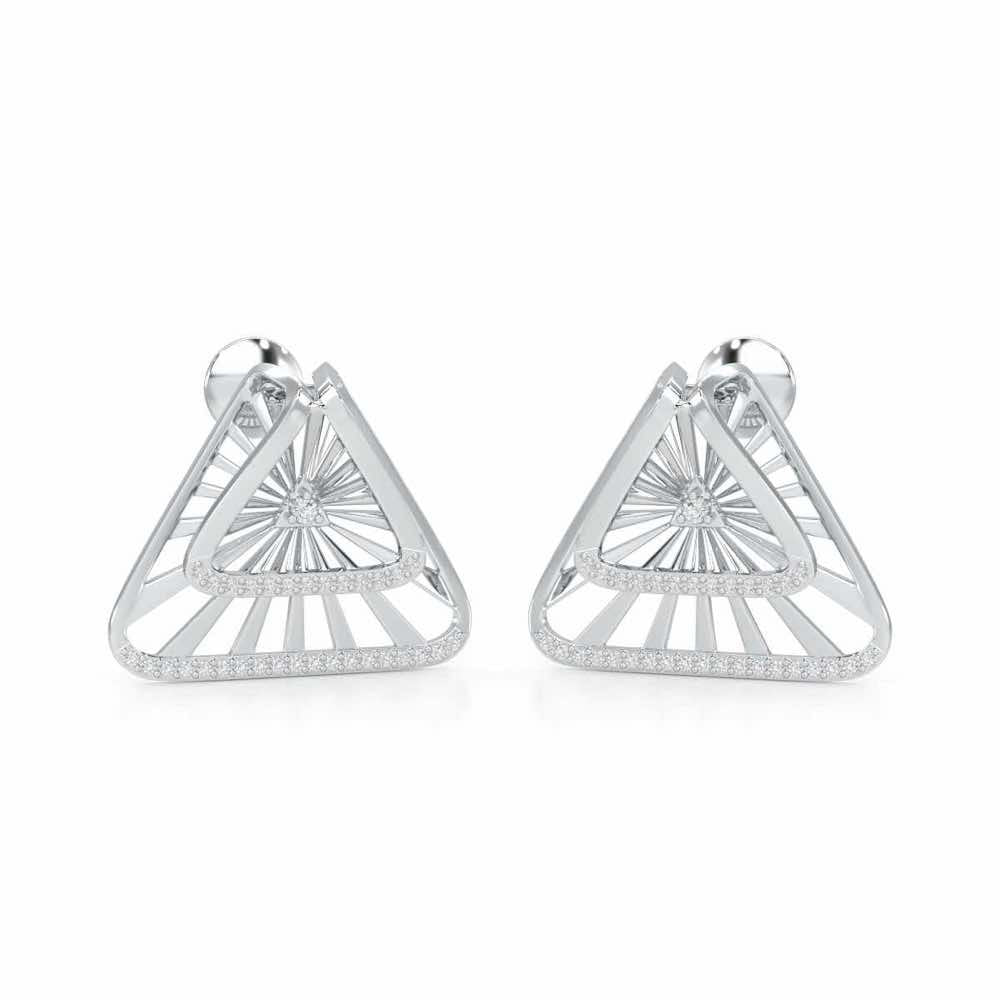 Forest Rays Silver Earrings - White Gold - Image 2