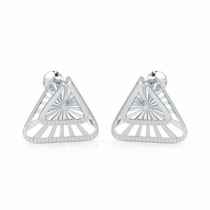 Forest Rays Silver Earrings - White Gold - Image 2