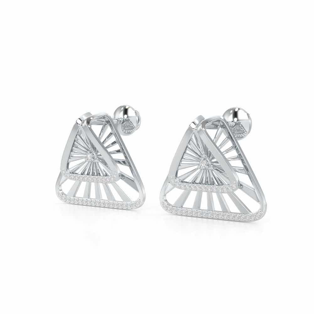 Forest Rays Silver Earrings - White Gold - Image 3