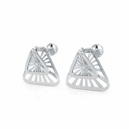 Forest Rays Silver Earrings - White Gold - Image 3