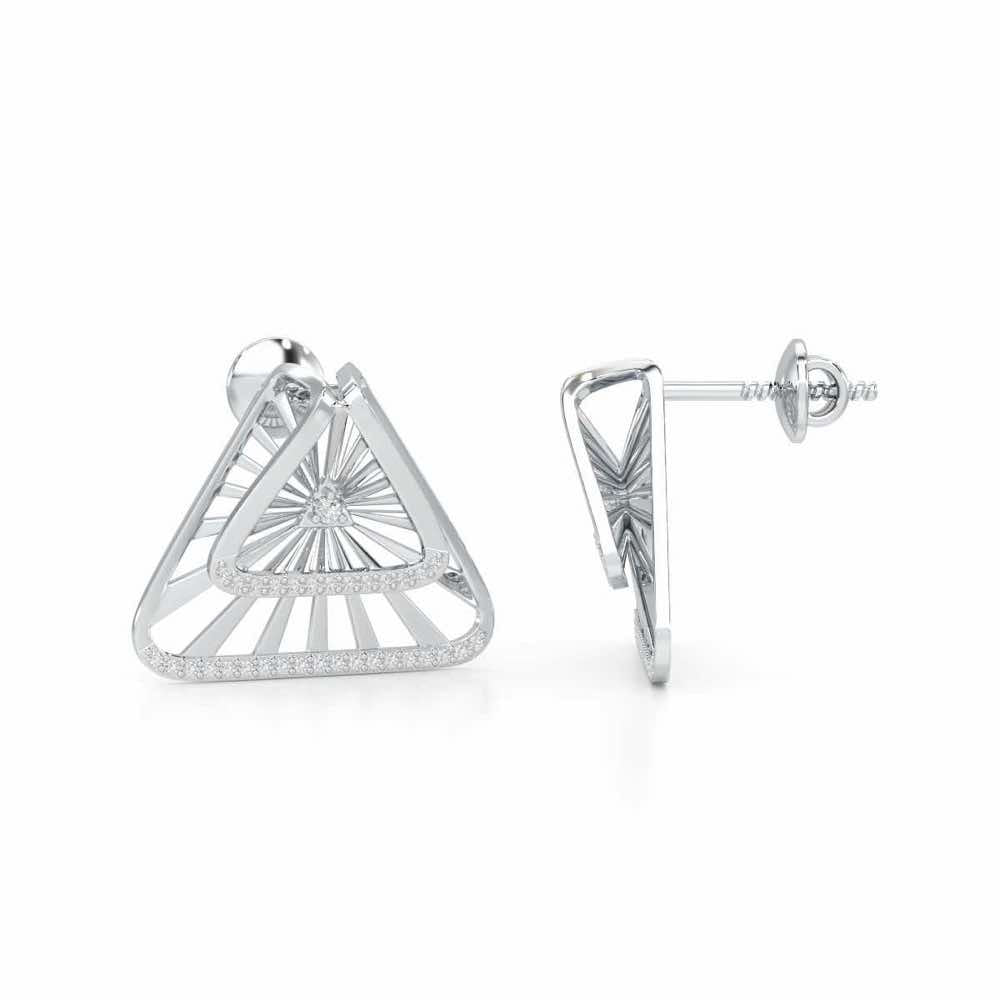 Forest Rays Silver Earrings - White Gold - Image 4