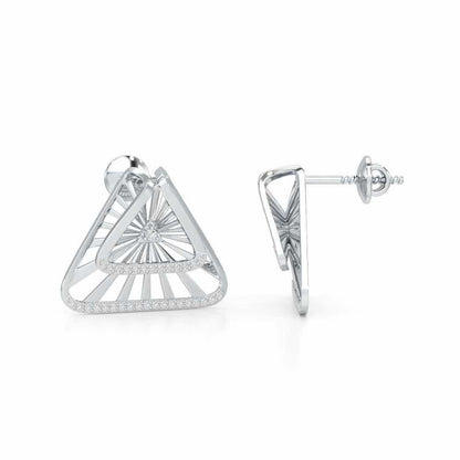 Forest Rays Silver Earrings - White Gold - Image 4