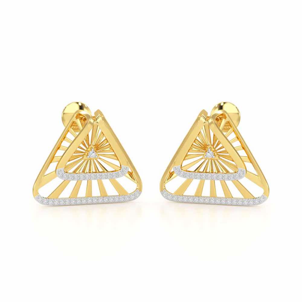 Forest Rays Silver Earrings - Yellow Gold - Image 2