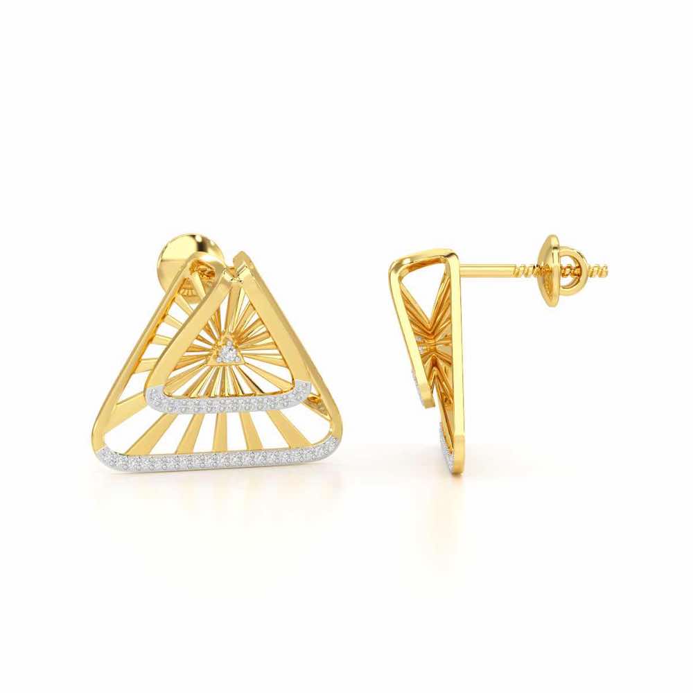 Forest Rays Silver Earrings - Yellow Gold - Image 4