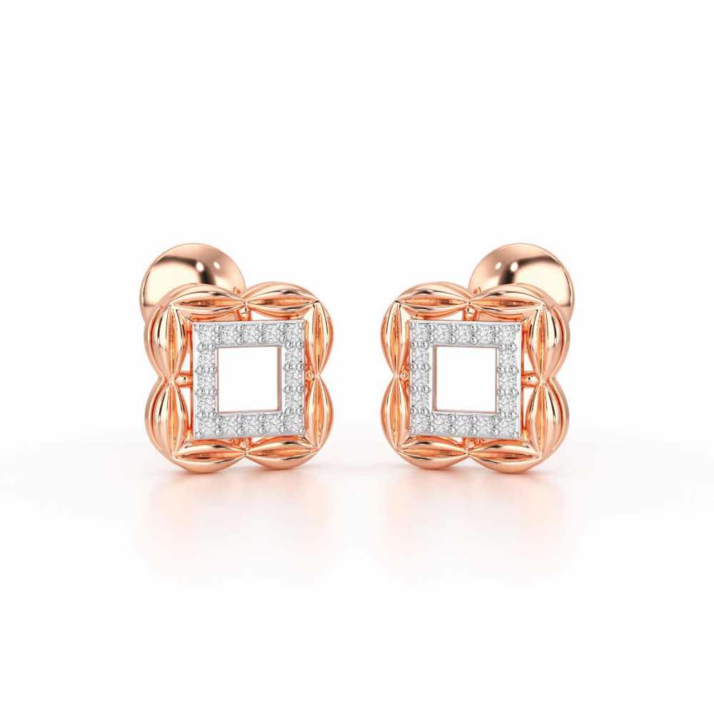 Forever Glow Silver Stud Earrings - Rose Gold - Image 2