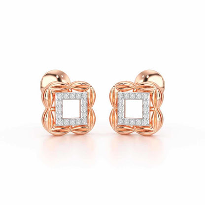 Forever Glow Silver Stud Earrings - Rose Gold - Image 2