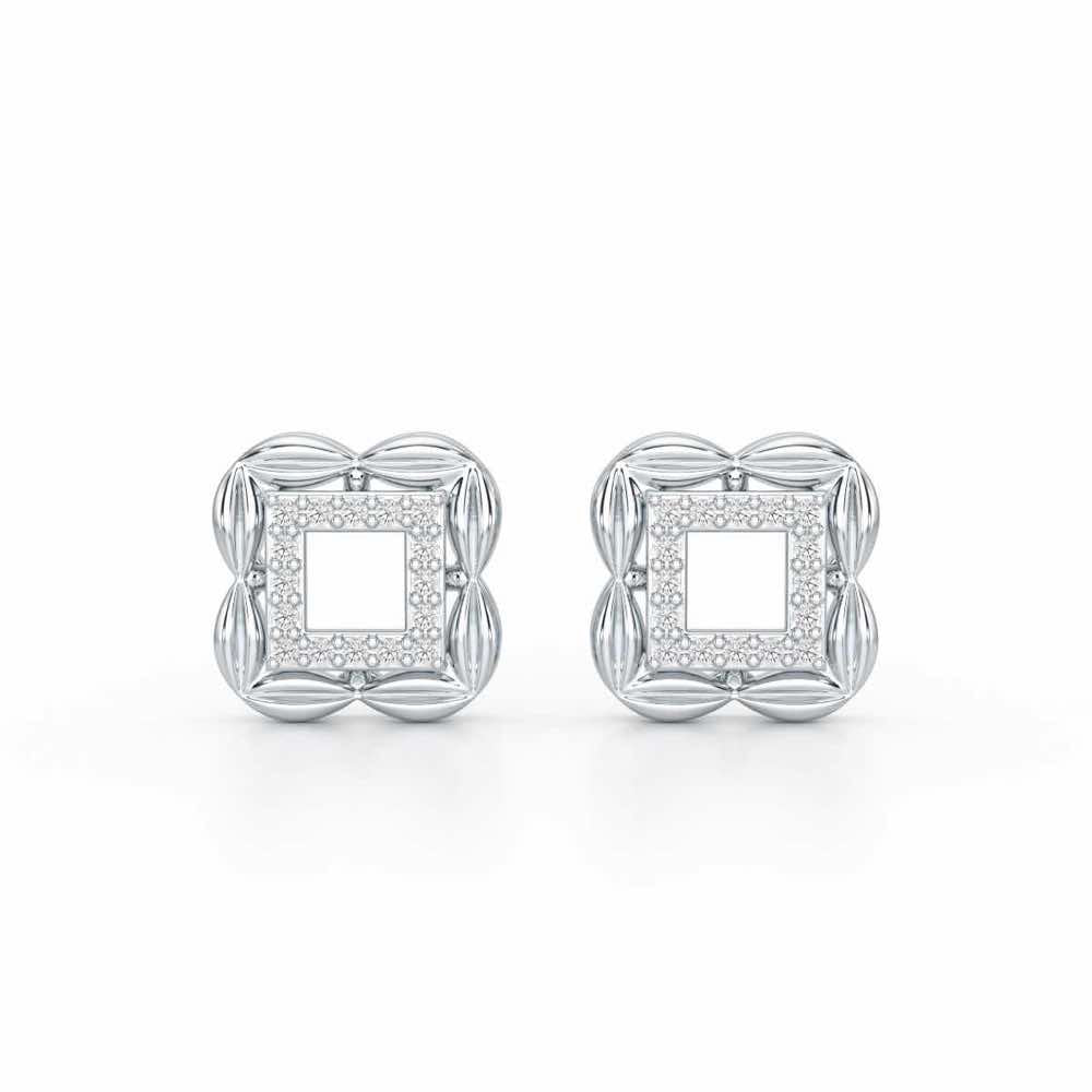 Forever Glow Silver Stud Earrings - White Gold - Image 1