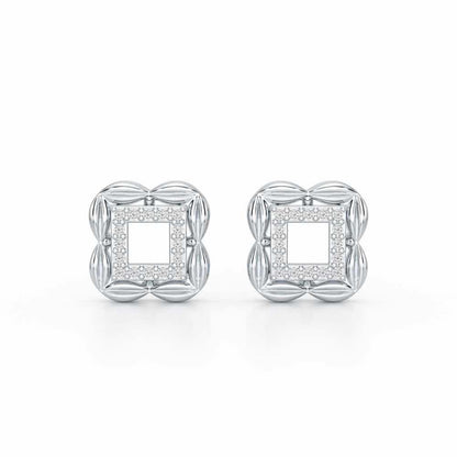 Forever Glow Silver Stud Earrings - White Gold - Image 1
