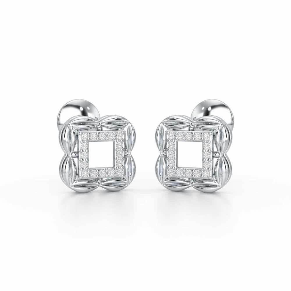 Forever Glow Silver Stud Earrings - White Gold - Image 2