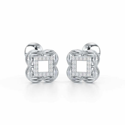 Forever Glow Silver Stud Earrings - White Gold - Image 2