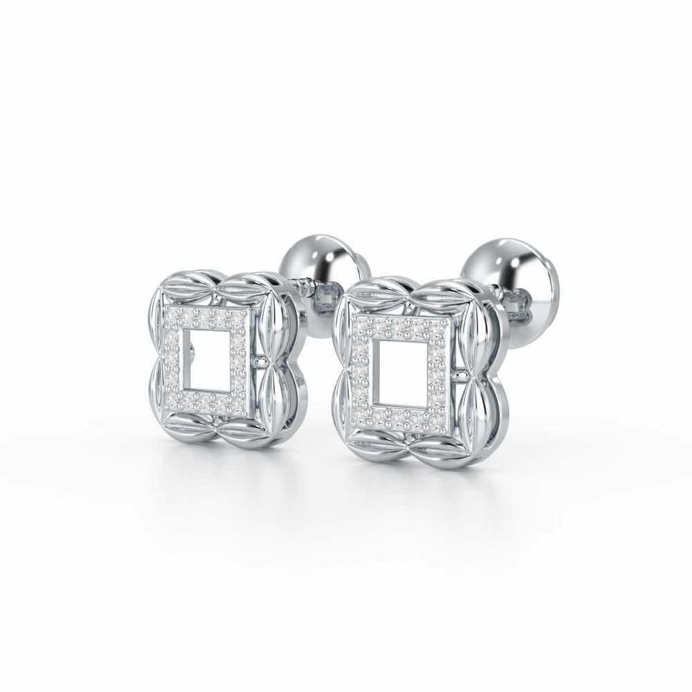 Forever Glow Silver Stud Earrings - White Gold - Image 3