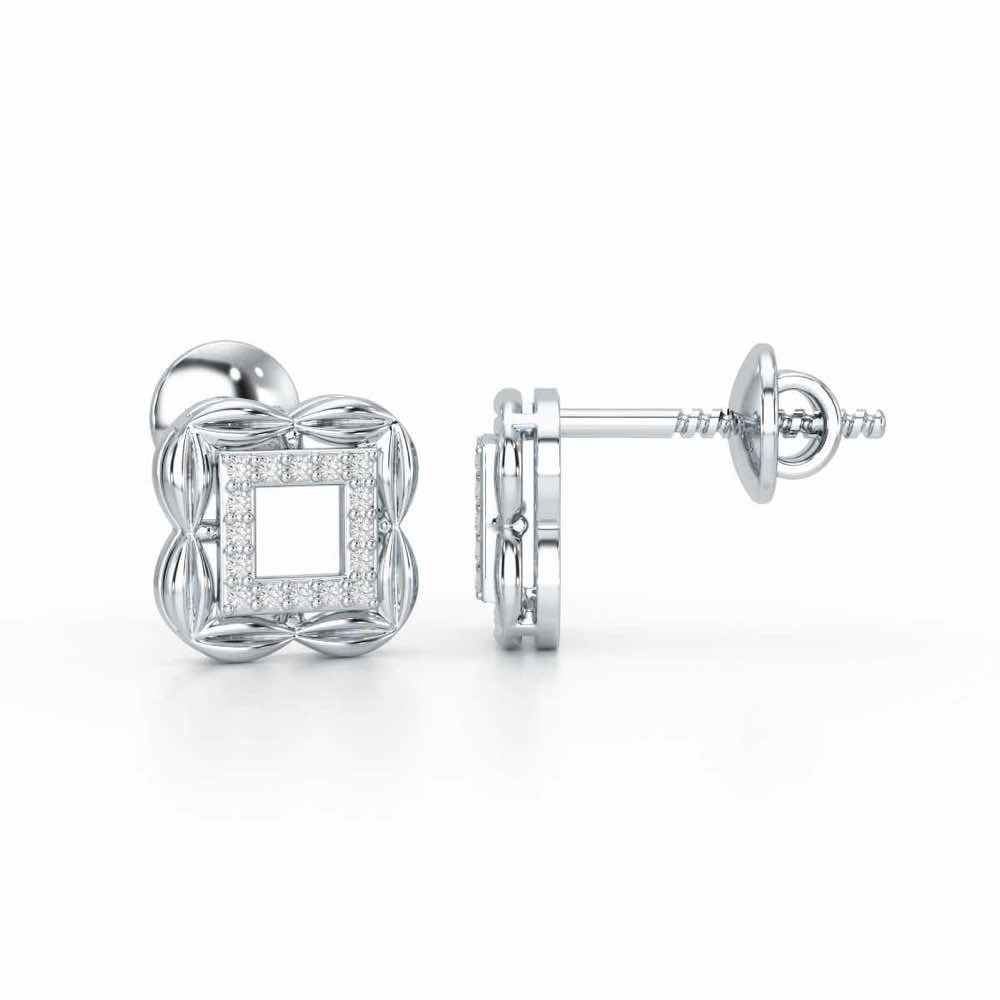 Forever Glow Silver Stud Earrings - White Gold - Image 4