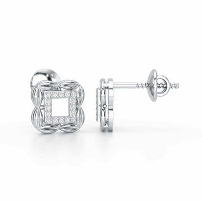 Forever Glow Silver Stud Earrings - White Gold - Image 4