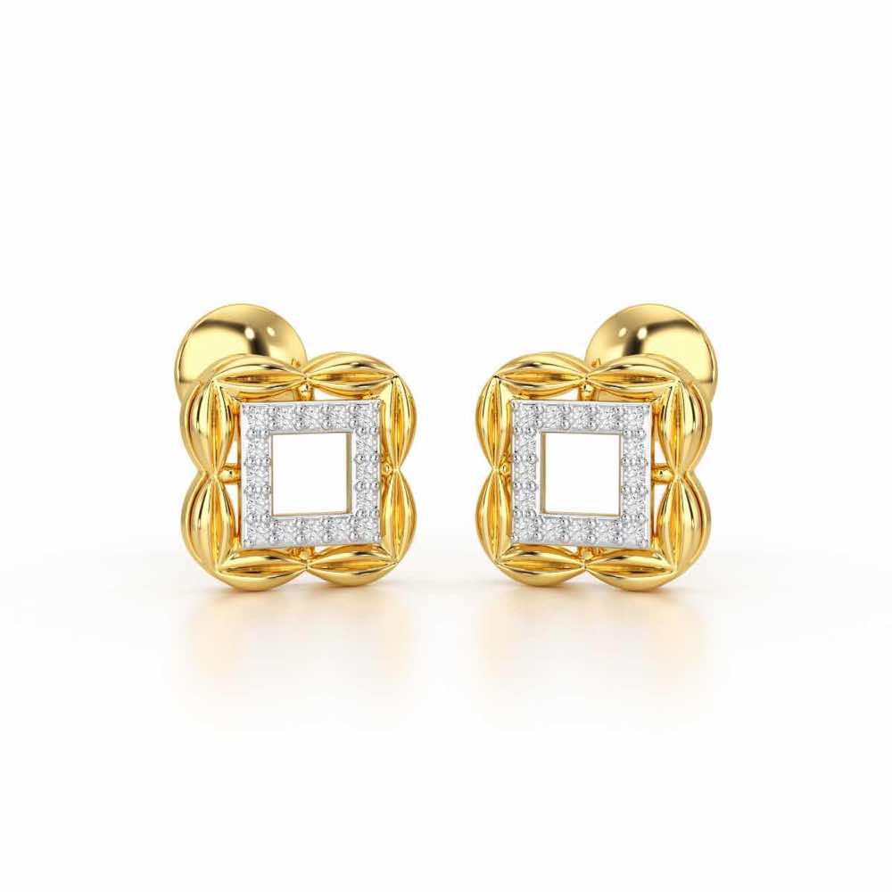 Forever Glow Silver Stud Earrings - Yellow Gold - Image 2