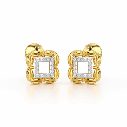 Forever Glow Silver Stud Earrings - Yellow Gold - Image 2