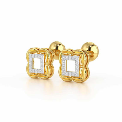 Forever Glow Silver Stud Earrings - Yellow Gold - Image 3