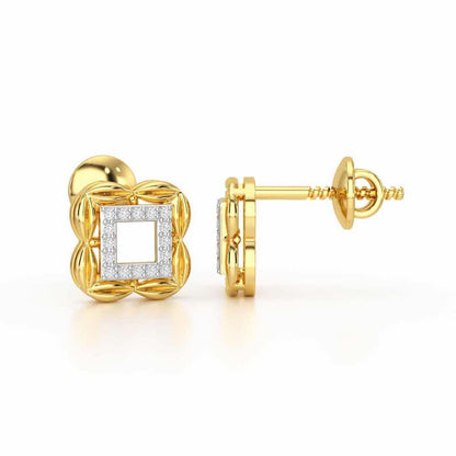 Forever Glow Silver Stud Earrings - Yellow Gold - Image 4
