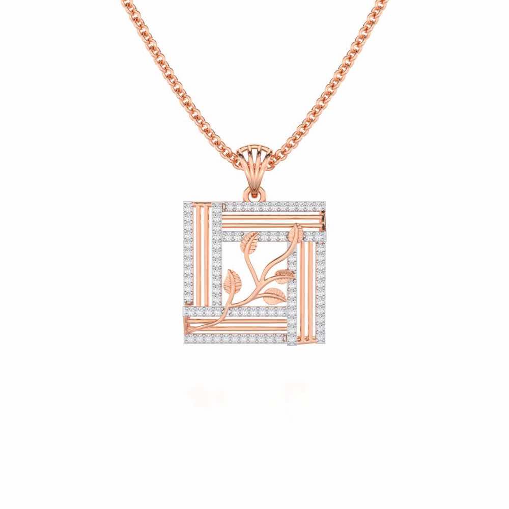 Frame Vine Silver Pendant - Rose Gold - Image 1