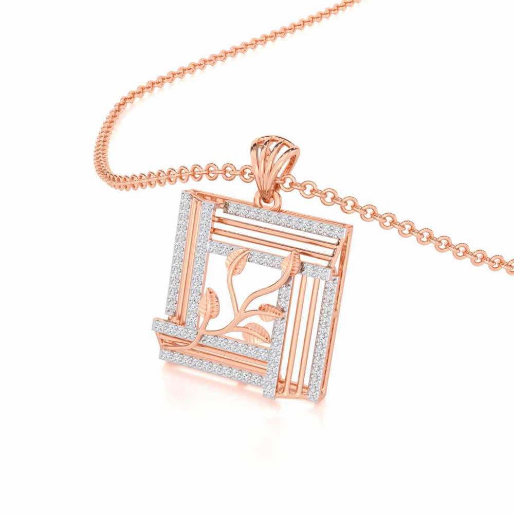 Frame Vine Silver Pendant - Rose Gold - Image 2
