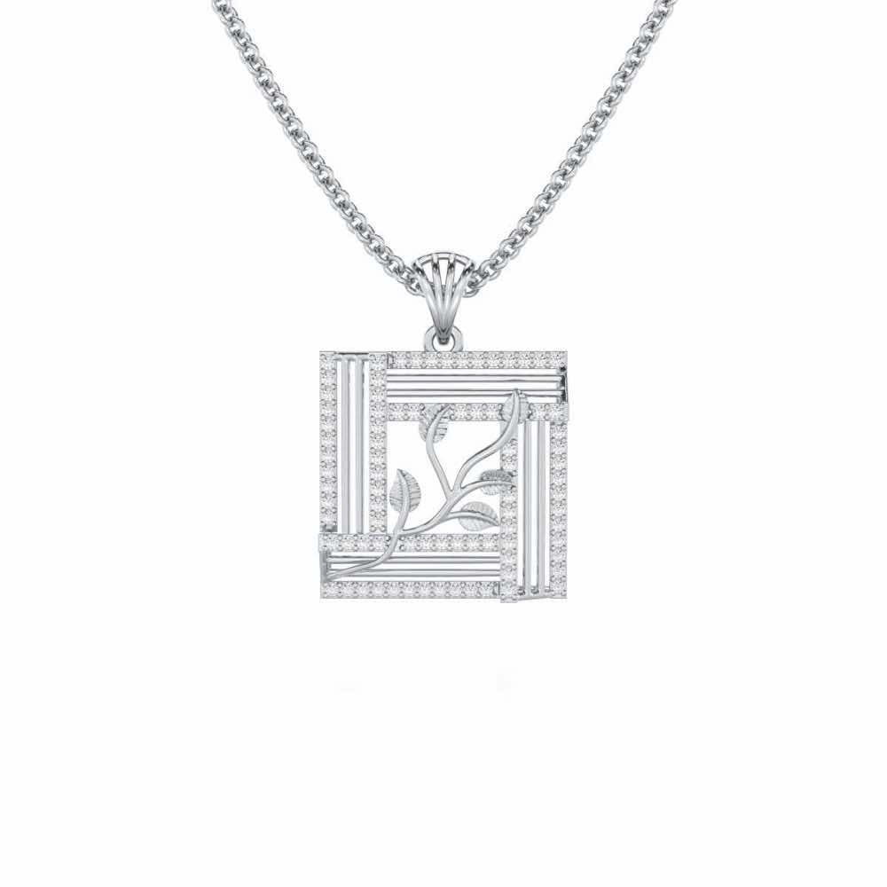 Frame Vine Silver Pendant - White Gold - Image 1