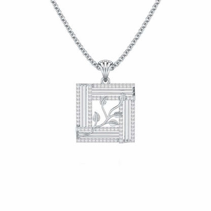 Frame Vine Silver Pendant - White Gold - Image 1