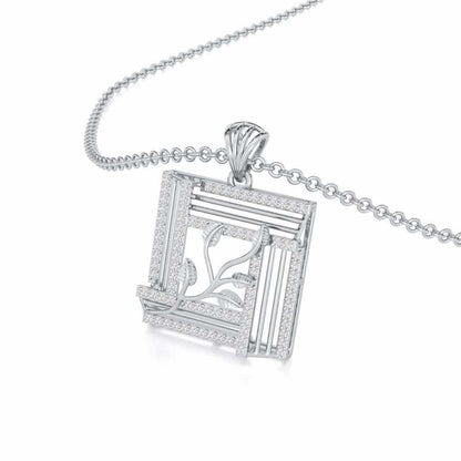 Frame Vine Silver Pendant - White Gold - Image 2