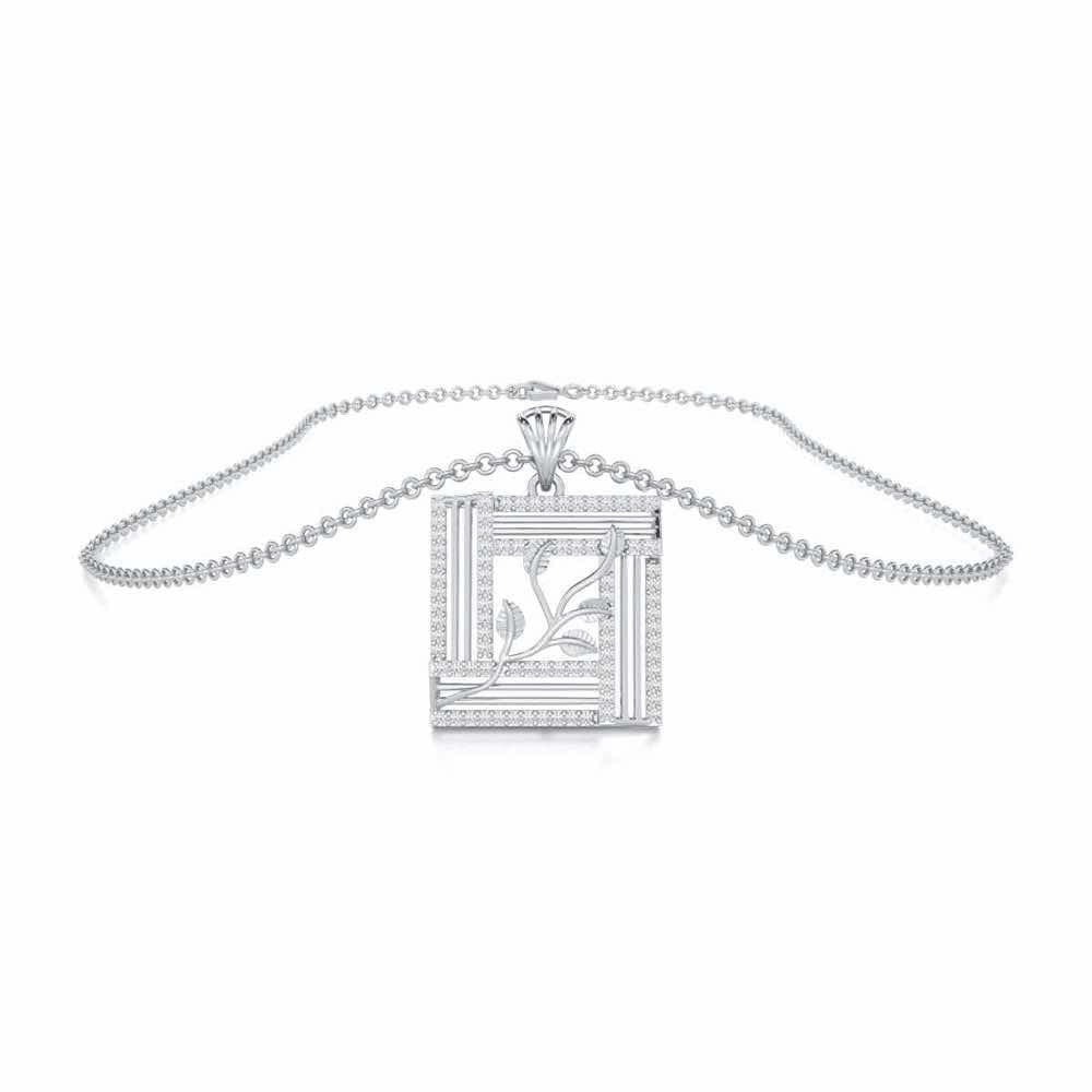 Frame Vine Silver Pendant - White Gold - Image 3