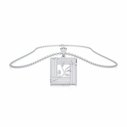 Frame Vine Silver Pendant - White Gold - Image 3