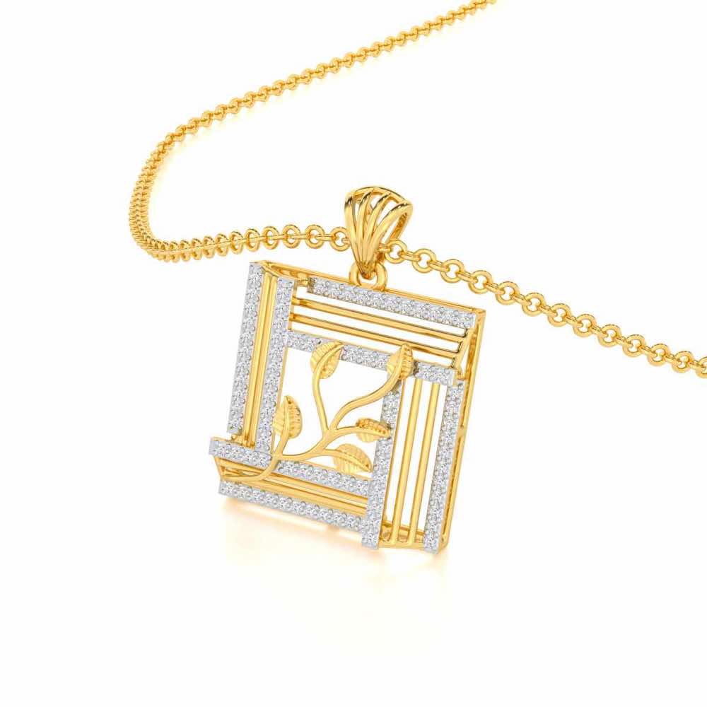 Frame Vine Silver Pendant - Yellow Gold - Image 2