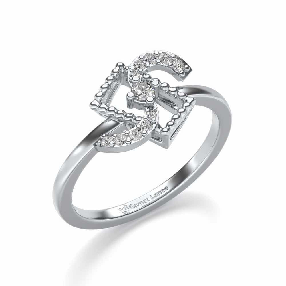 Frame Wave Silver Ring - White Gold - Image 1