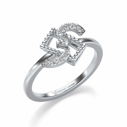 Frame Wave Silver Ring - White Gold - Image 1