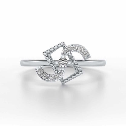 Frame Wave Silver Ring - White Gold - Image 4